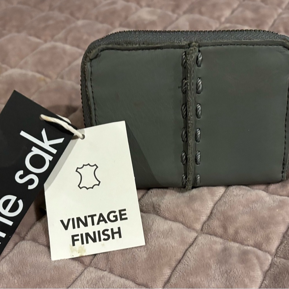 The Sak Los Feliz Leather Wallet in Dusty Blue